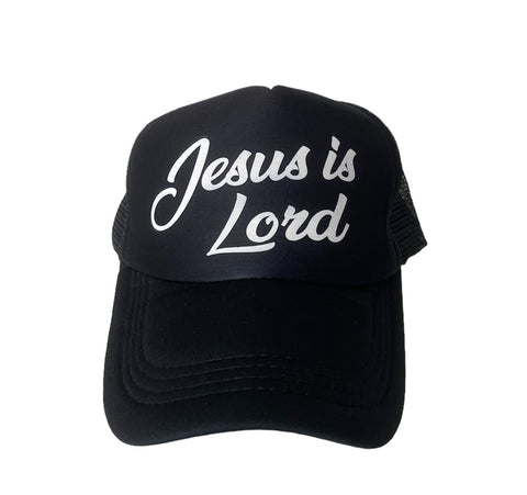 JESUS IS LORD BLACK TRUCKER HAT