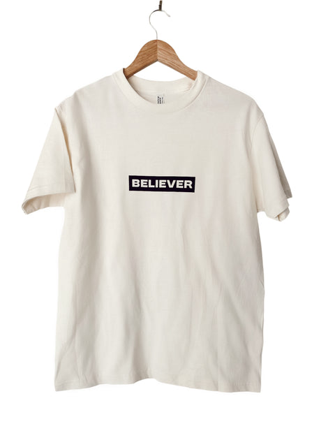 BELIEVER VINTAGE WHITE SLEEVE T-SHIRT