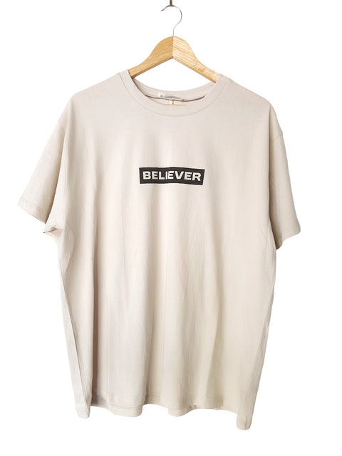 BELIEVER WOMEN'S URBAN CREAM SLEEVE T-SHIRT