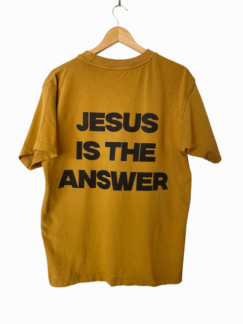 JESUS IS THE ANSWER CAMEL SLEEVE T-SHIRT