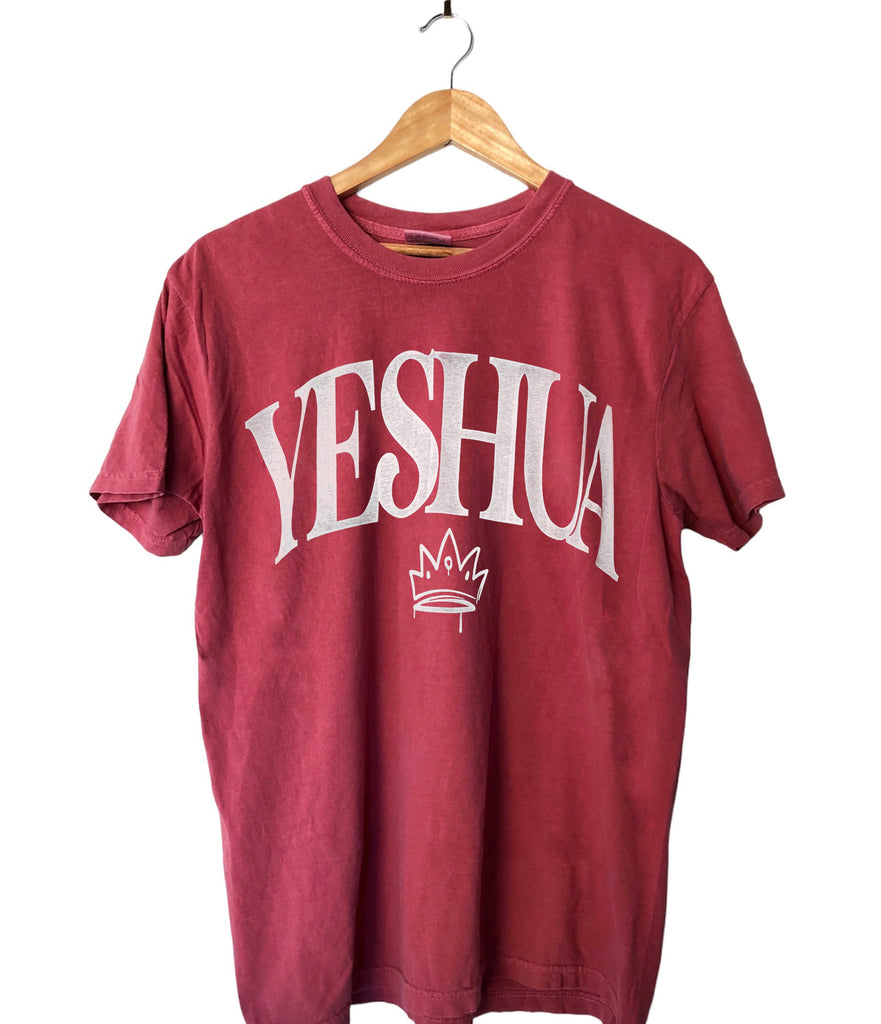 YESHUA IS KING CRANBERRY SLEEVE T-SHIRT