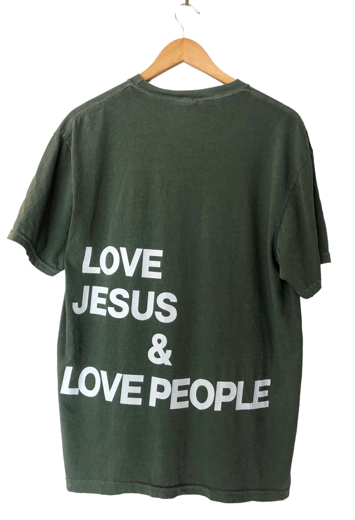 LOVE JESUS & LOVE PEOPLE MOSS GREEN SLEEVE T-SHIRT