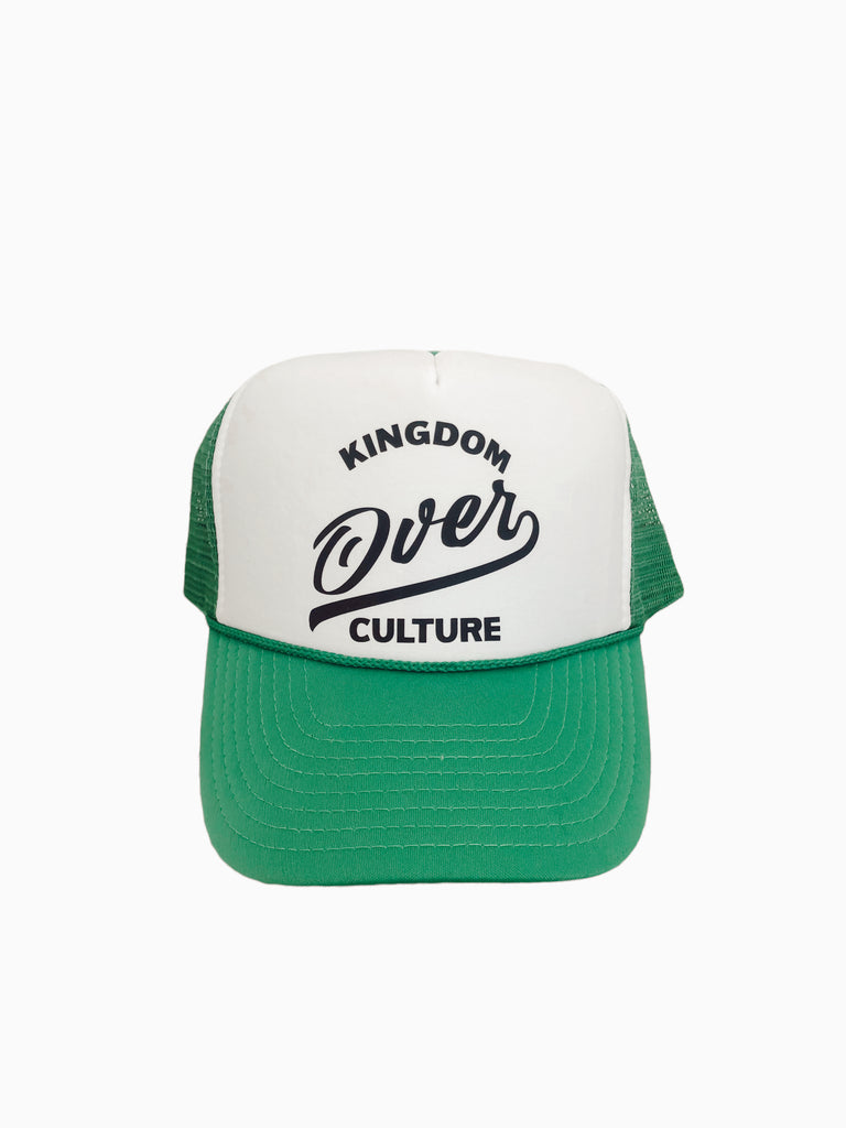 KINGDOM OVER CULTURE WHITE/GREEN TRUCKER HAT
