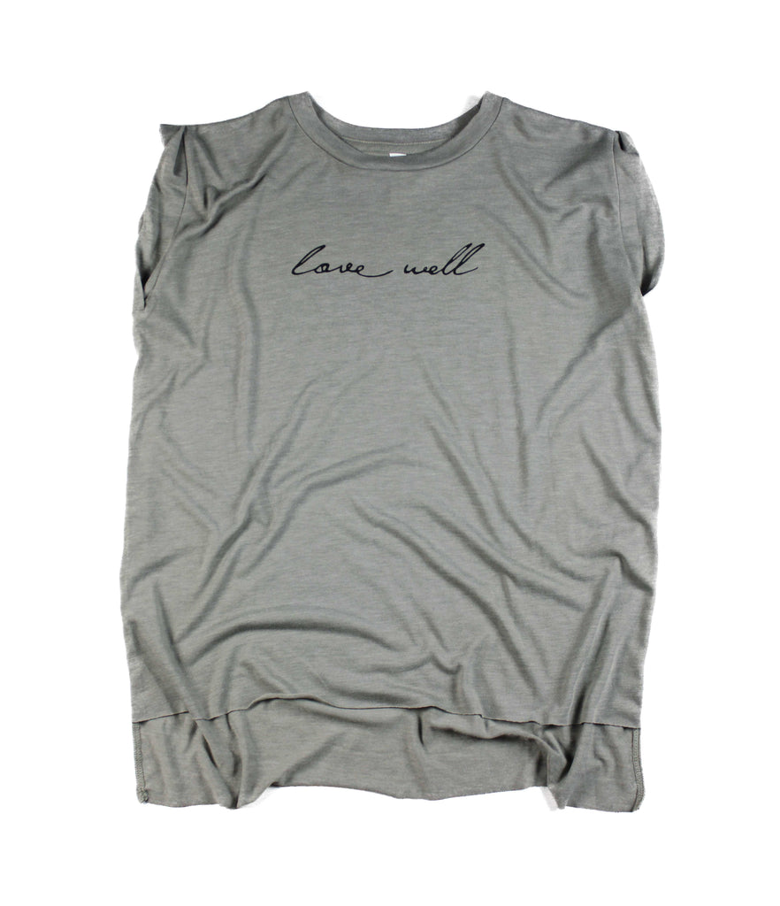 LOVE WELL CONCRETE WOMEN'S ROLLED SLEEVE MUSCLE T-SHIRT