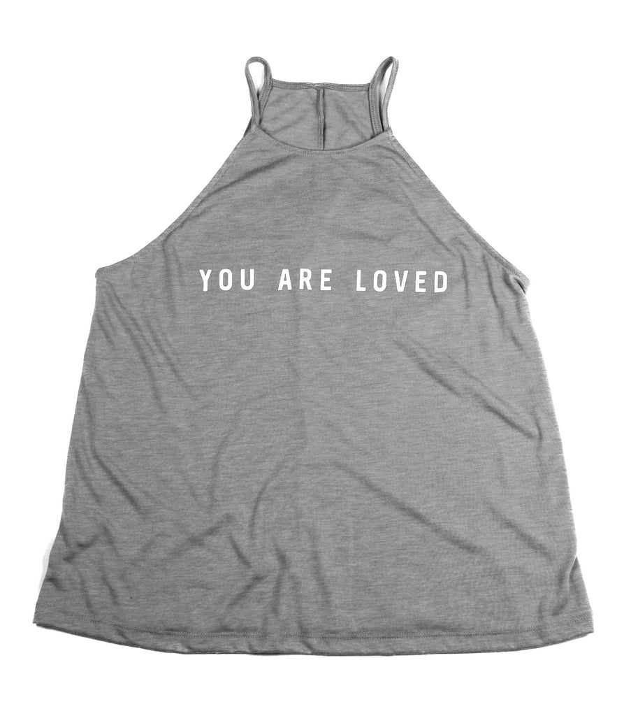 YOU ARE LOVED CONCRETE WOMEN'S FLOWY HIGH NECK TANK
