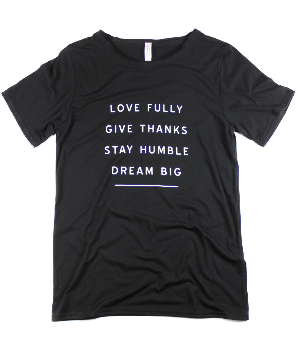 WORDS TO LIVE BY BLACK RAW NECK T-SHIRT