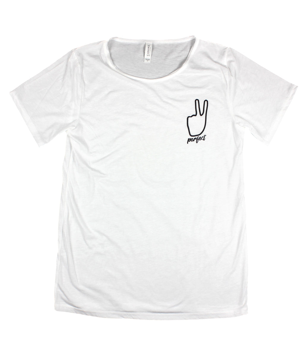 PERFECT PEACE WHITE RAW NECK T-SHIRT