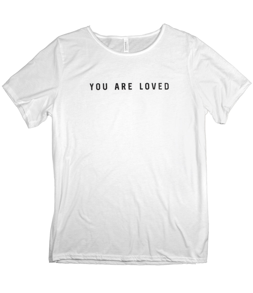 YOU ARE LOVED WHITE RAW NECK T-SHIRT