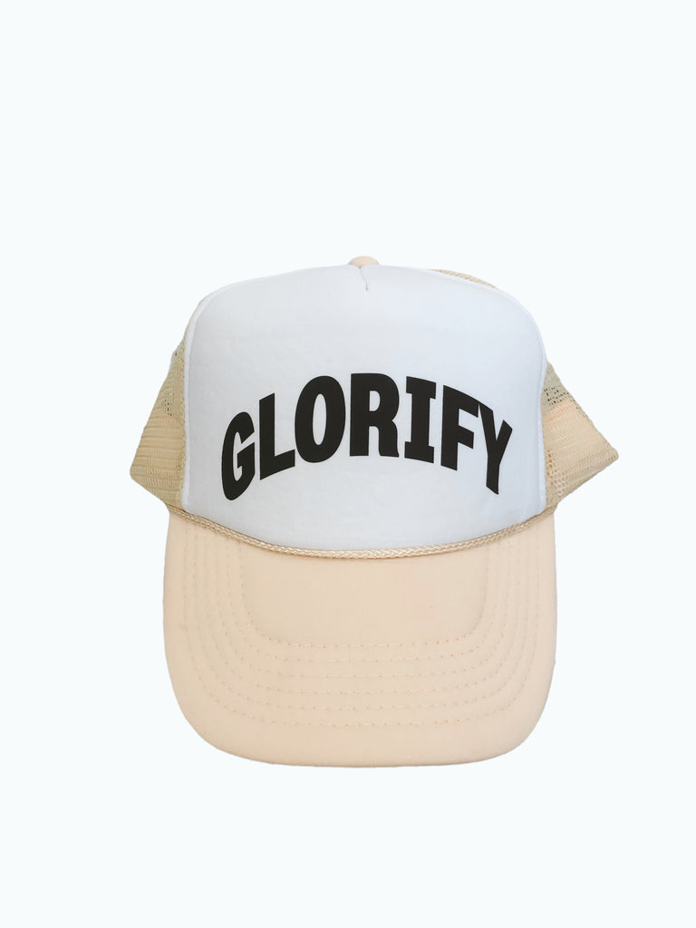 GLORIFY WHITE/TAN TRUCKER HAT