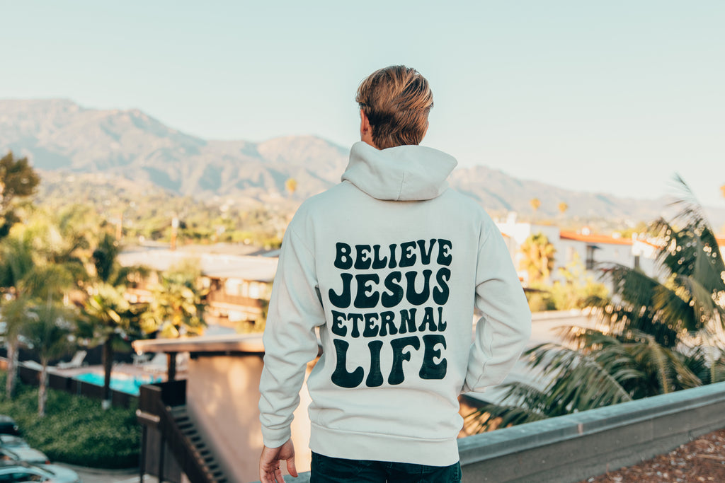 BELIEVE JESUS ETERNAL LIFE VINTAGE CONCRETE URBAN HOODIE – Glorify  International