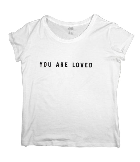 YOU ARE LOVED WHITE WOMEN'S SCOOP NECK T-SHIRT