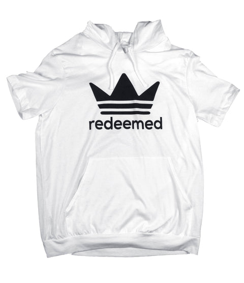 REDEEMED WHITE JERSEY SHORT SLEEVE HOODIE