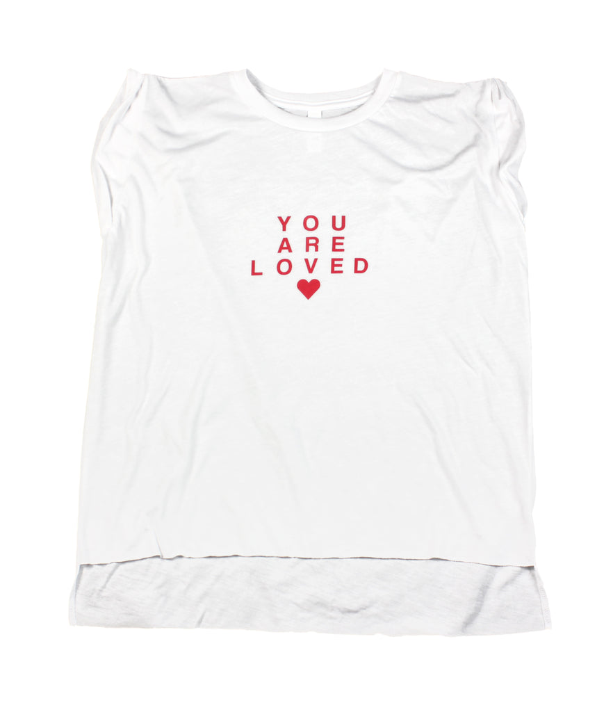 YOU ARE LOVED RED LETTER WOMEN'S MUSCLE T-SHIRT
