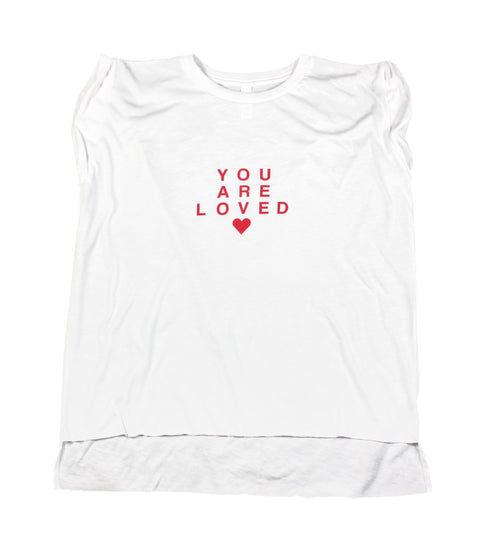 YOU ARE LOVED RED LETTER WOMEN'S MUSCLE T-SHIRT