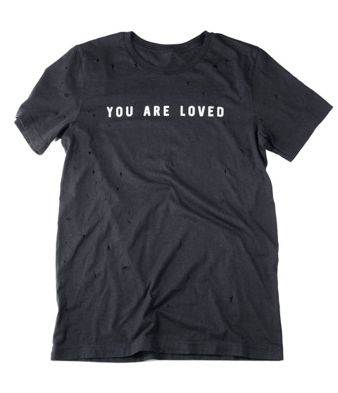 YOU ARE LOVED BLACK VINTAGE DISTRESSED T-SHIRT