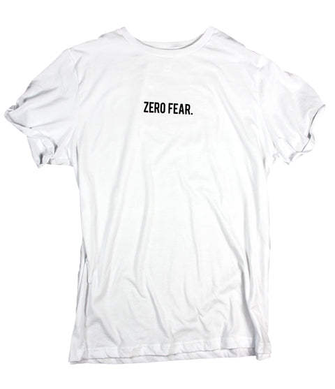 ZERO FEAR WHITE ROLLED SLEEVE T-SHIRT