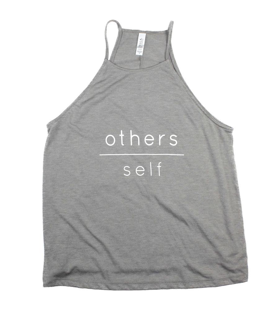 OTHERS OVER SELF CONCRETE WOMEN'S FLOWY HIGH NECK TANK
