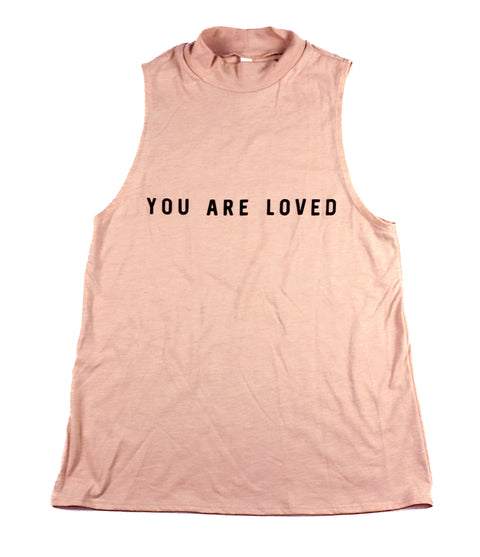 YOU ARE LOVED PEACH WOMEN'S MOCK NECK TANK