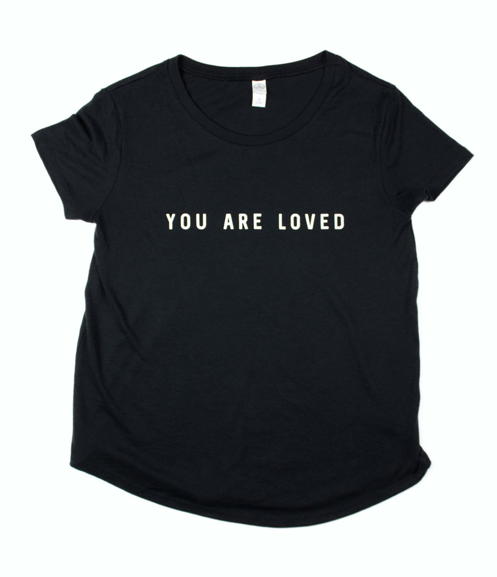 YOU ARE LOVED BLACK WOMEN'S SCOOP NECK T-SHIRT