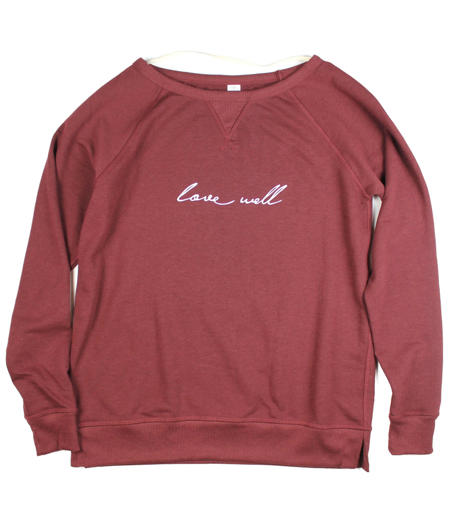 LOVE WELL VINTAGE CRANBERRY WOMEN'S FRENCH TERRY SWEATSHIRT
