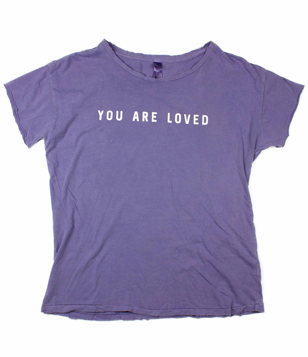 YOU ARE LOVED LILAC DISTRESSED WOMEN'S FITTED T-SHIRT