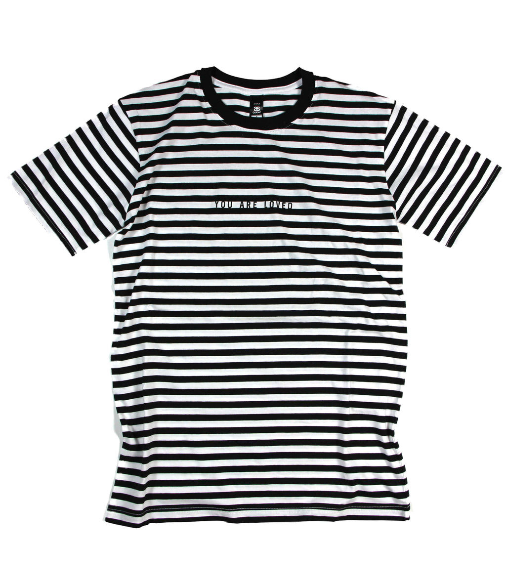 YOU ARE LOVED BLACK/WHITE STRIPE T-SHIRT