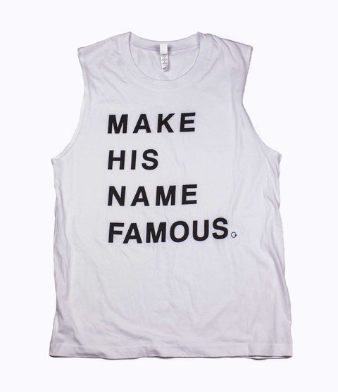 MHNF WHITE UNISEX MUSCLE TANK