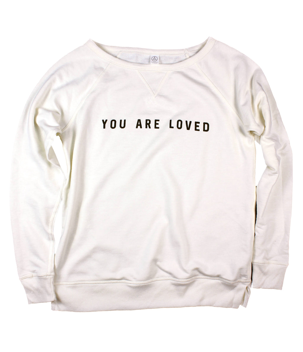 YOU ARE LOVED VINTAGE WHITE WOMEN'S FRENCH TERRY SWEATSHIRT