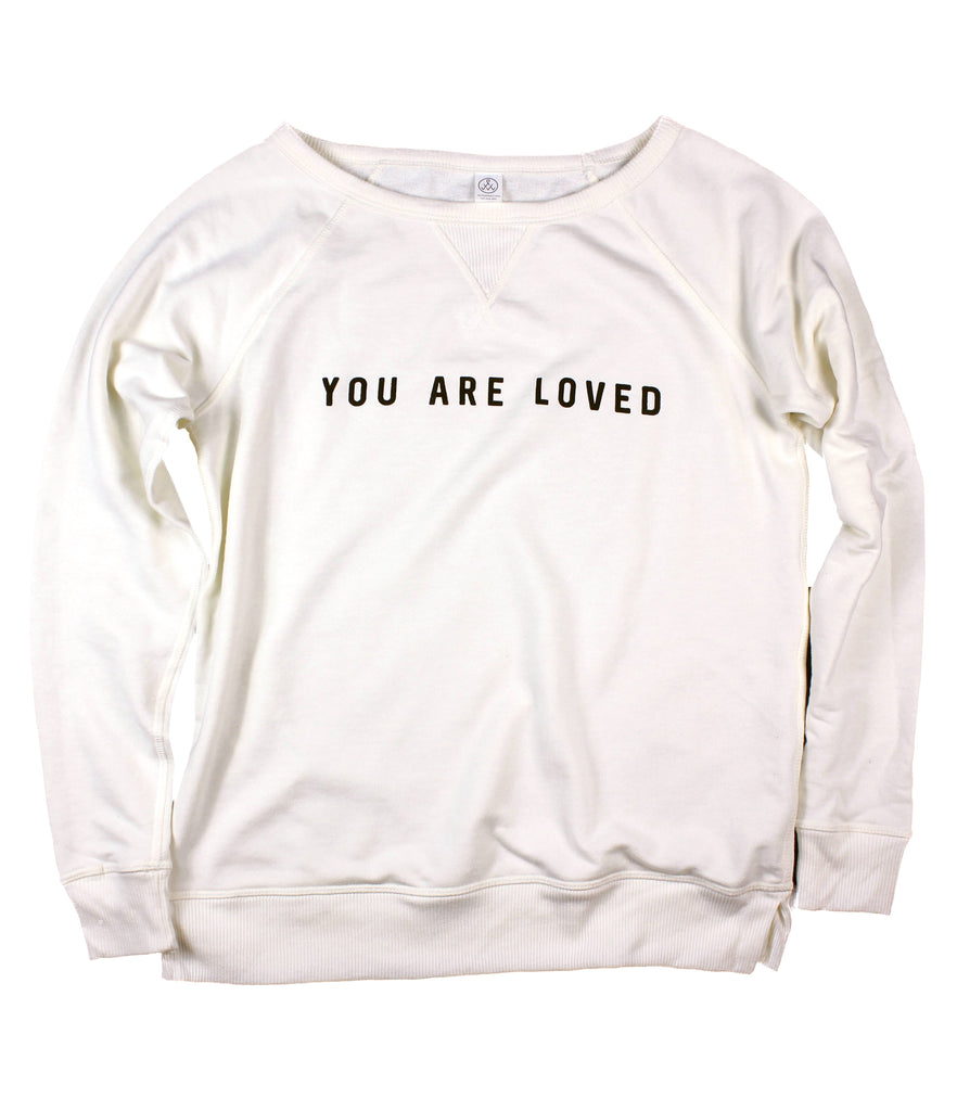 YOU ARE LOVED VINTAGE WHITE WOMEN'S FRENCH TERRY SWEATSHIRT