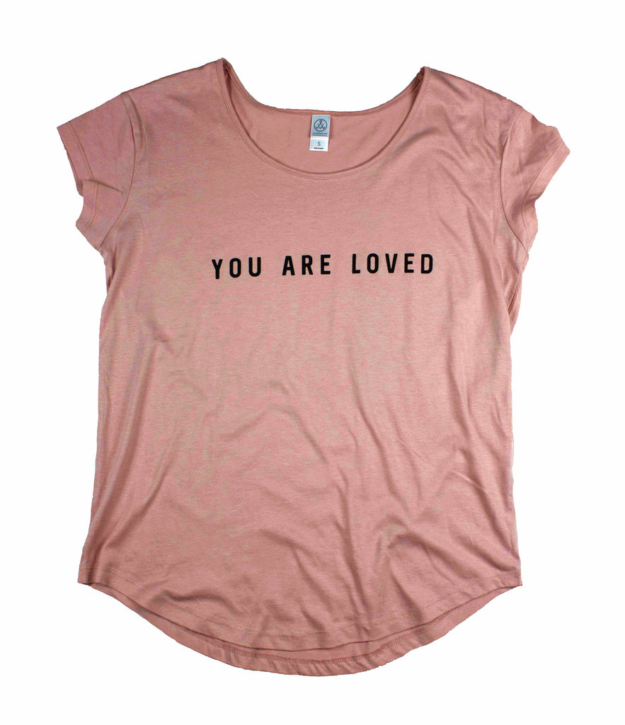 YOU ARE LOVED BLUSH WOMEN'S SWOOP NECK T-SHIRT
