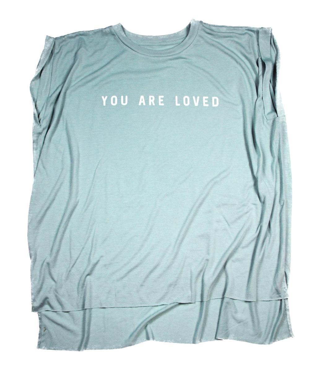 YOU ARE LOVED MINT WOMEN'S ROLLED CUFF MUSCLE T-SHIRT