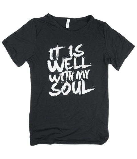 IT IS WELL BLACK RAW NECK T-SHIRT