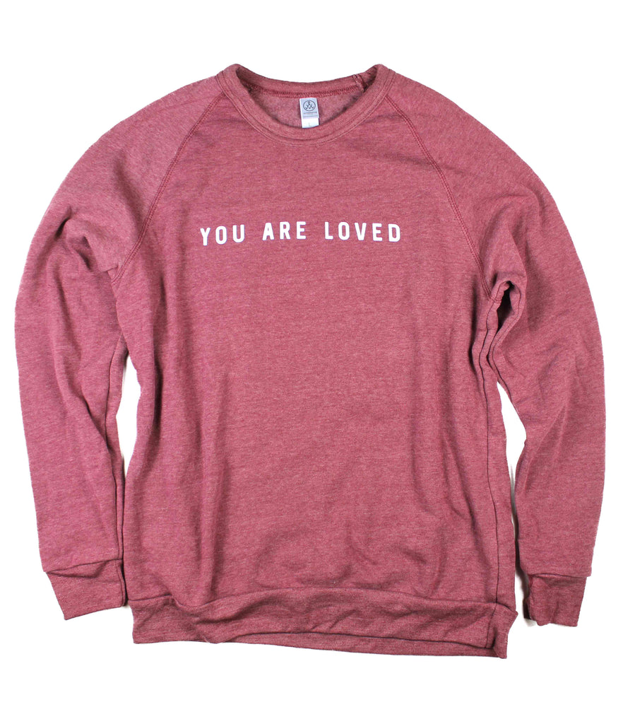 YOU ARE LOVED DUSTY RED CREWNECK SWEATSHIRT