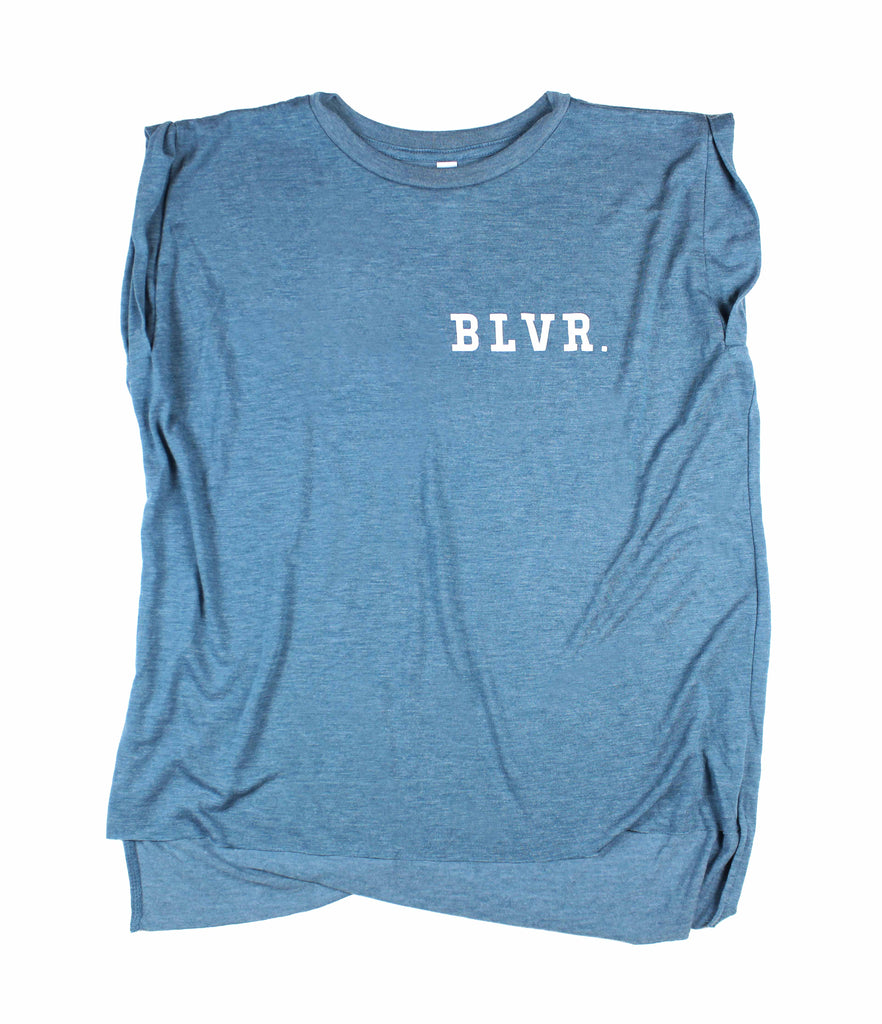 BLVR. TEAL WOMEN'S ROLLED CUFF MUSCLE T-SHIRT