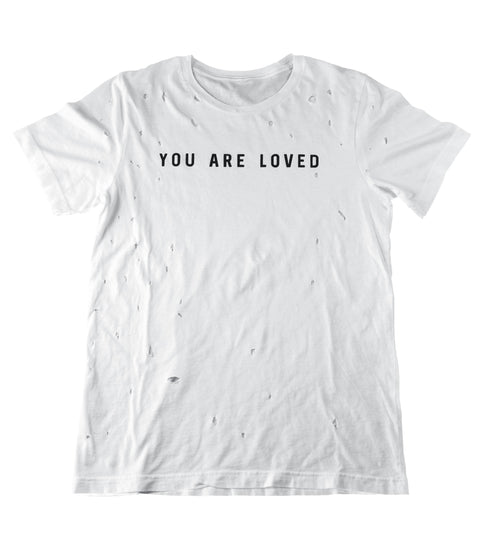 YOU ARE LOVED WHITE VINTAGE DISTRESSED T-SHIRT