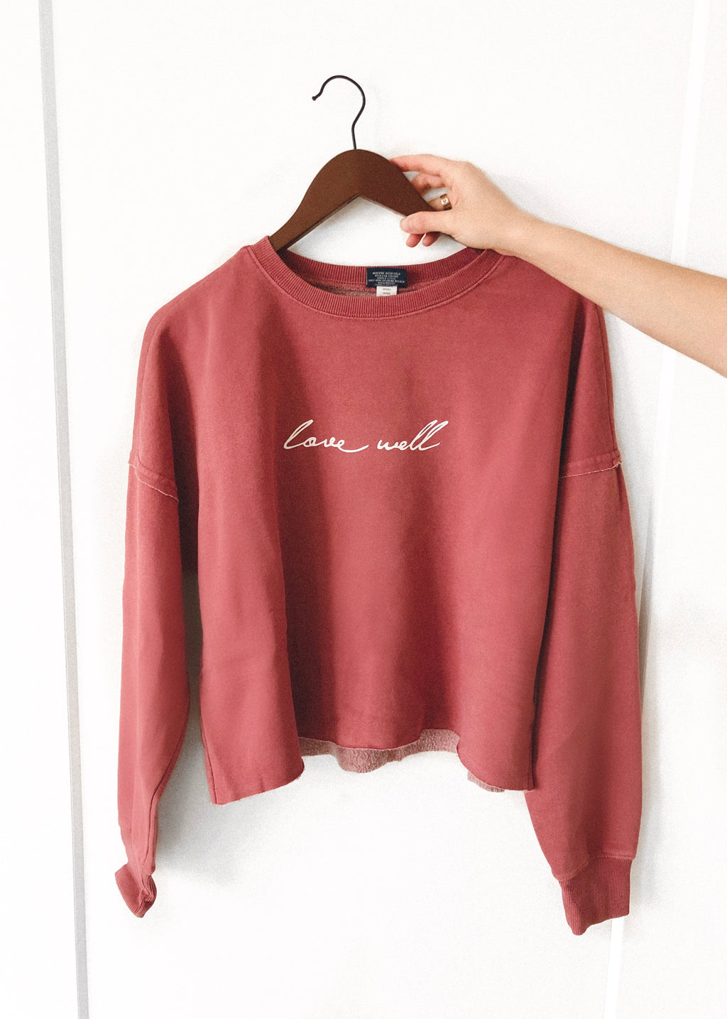 LOVE WELL WASHED RED DISTRESSED BOXY SWEATSHIRT