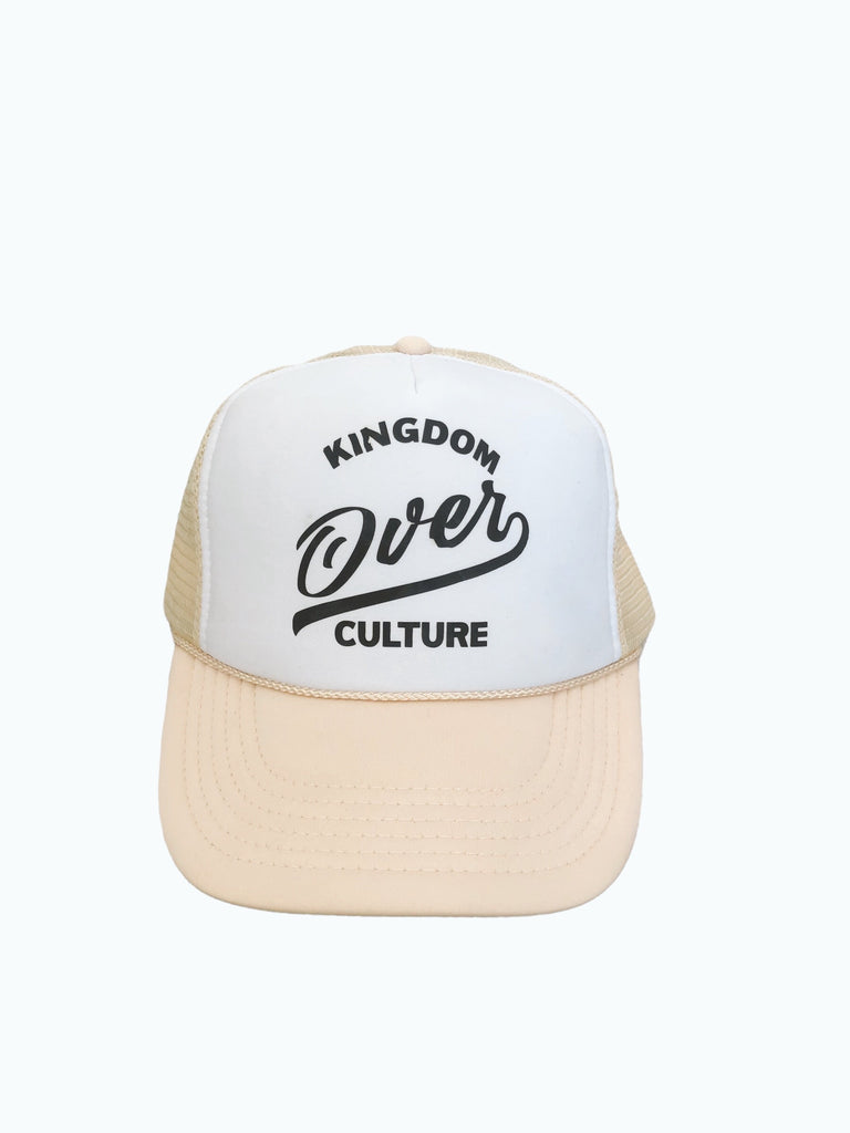 KINGDOM OVER CULTURE WHITE/TAN TRUCKER HAT