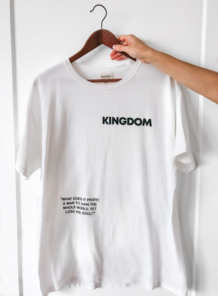 KINGDOM WHAT DOES IT PROFIT WHITE SLEEVE T-SHIRT