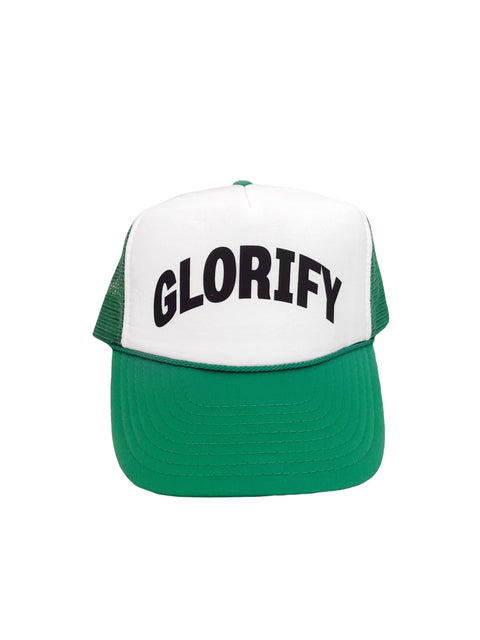 GLORIFY WHITE/GREEN TRUCKER HAT