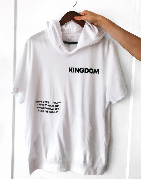 KINGDOM WHAT DOES IT PROFIT WHITE JERSEY SHORT-SLEEVE HOODIE