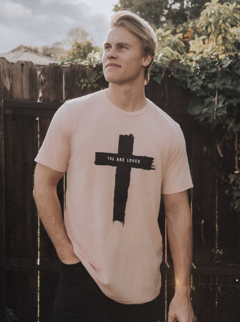 CROSS YOU ARE LOVED PEACH T-SHIRT