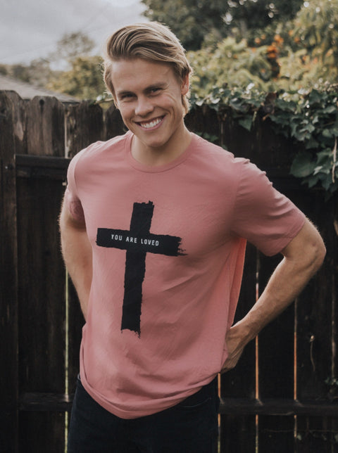 CROSS YOU ARE LOVED MAUVE T-SHIRT