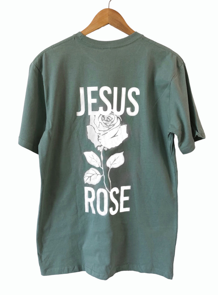 JESUS ROSE SEAFOAM GREEN SLEEVE T-SHIRT
