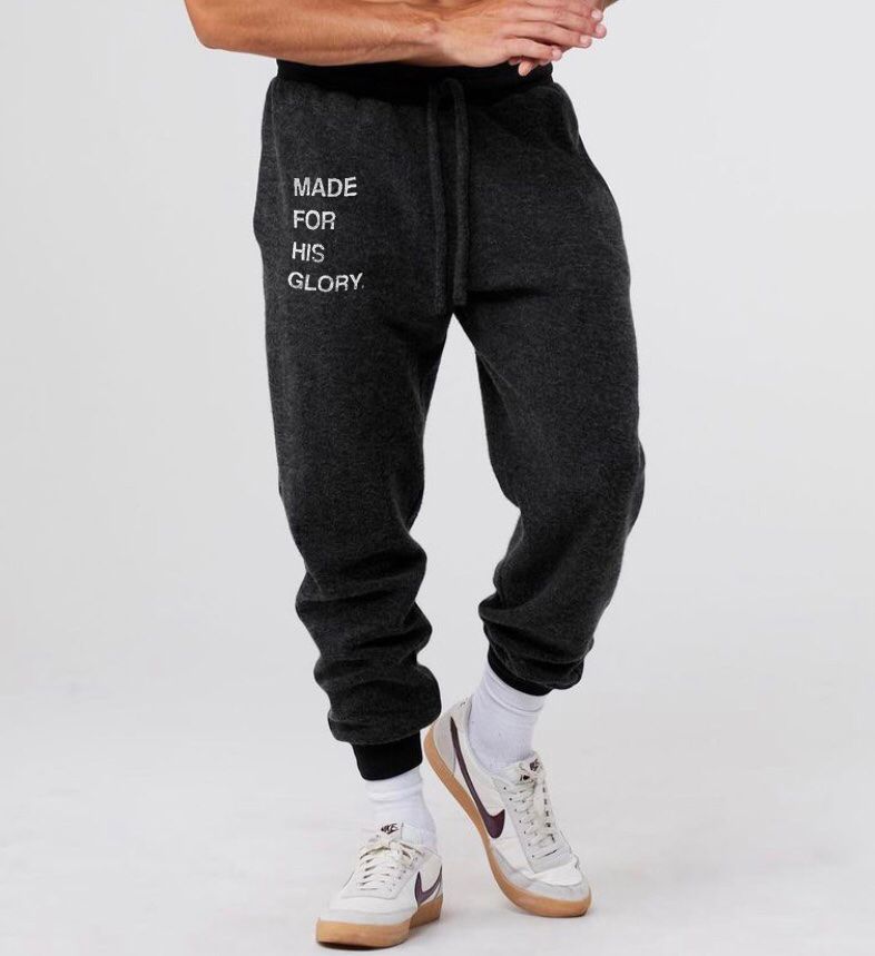MADE FOR HIS GLORY BLACK HEATHER SUEDED FLEECE JOGGER