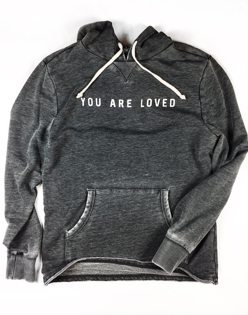 YOU ARE LOVED WASHED BLACK HOODIE