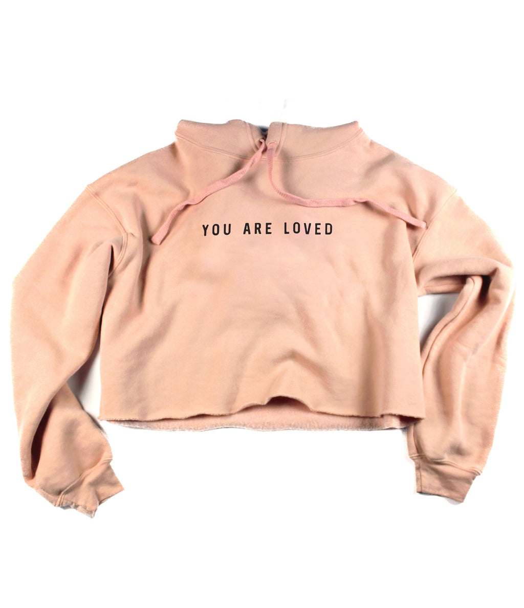 YOU ARE LOVED PEACH CROPPED HOODIE