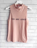 YOU ARE LOVED PEACH WOMEN'S MOCK NECK TANK