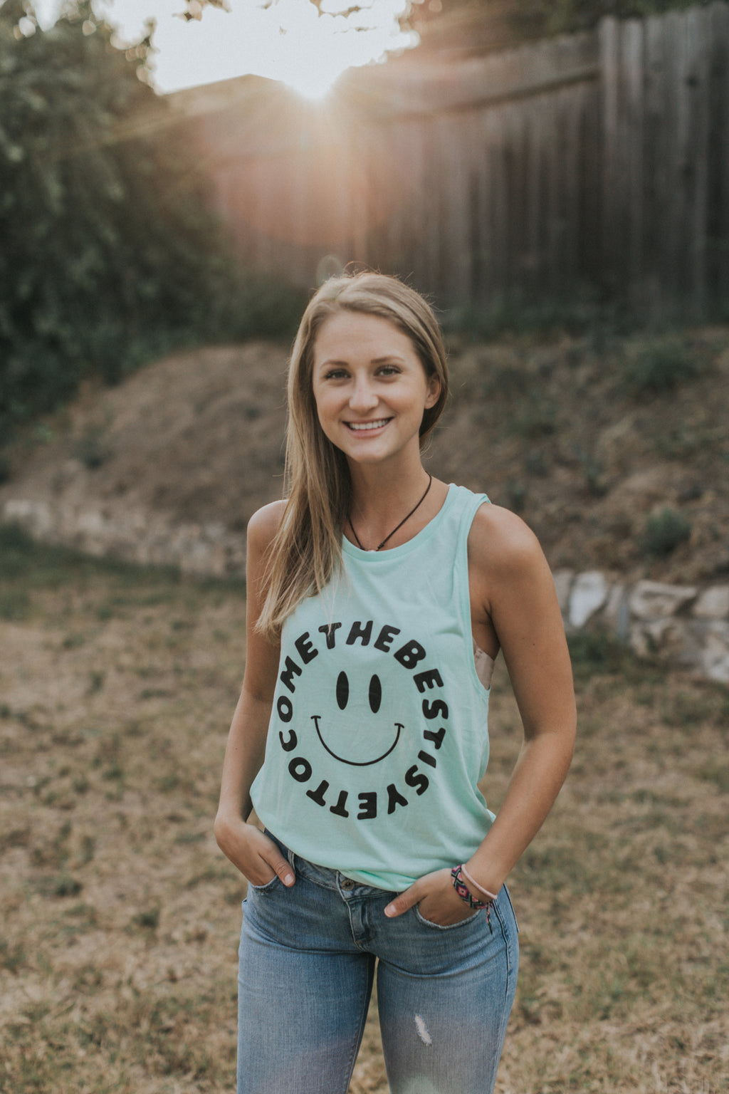 THE BEST IS YET TO COME MINT WOMEN'S FLOWY MUSCLE TANK