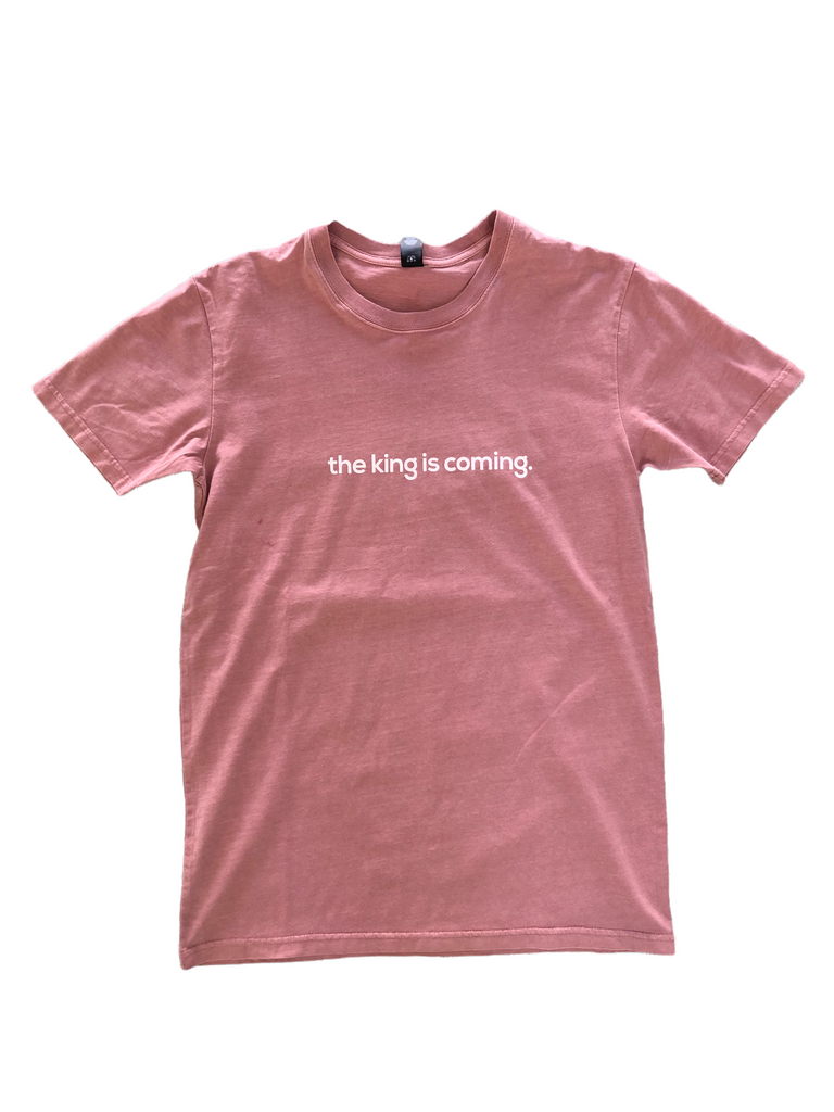 THE KING IS COMING FADED MAUVE SLEEVE T-SHIRT