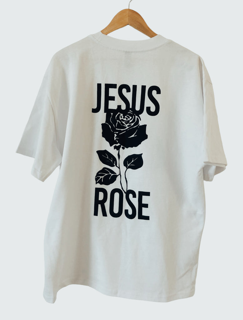 JESUS ROSE WHITE SLEEVE T-SHIRT